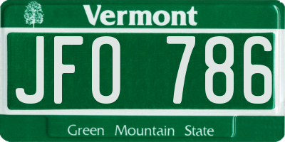 VT license plate JFO786