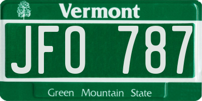 VT license plate JFO787
