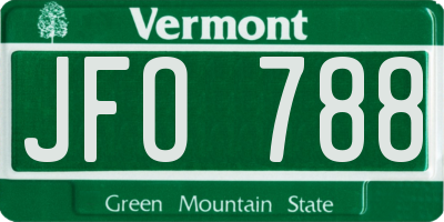 VT license plate JFO788