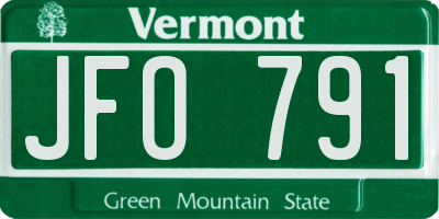 VT license plate JFO791