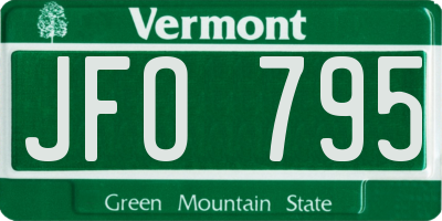 VT license plate JFO795