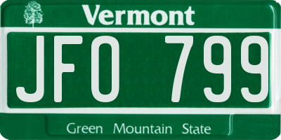 VT license plate JFO799