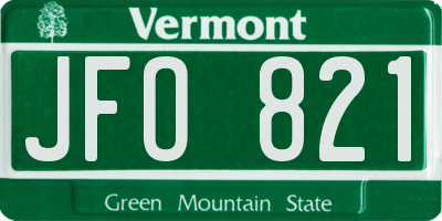 VT license plate JFO821