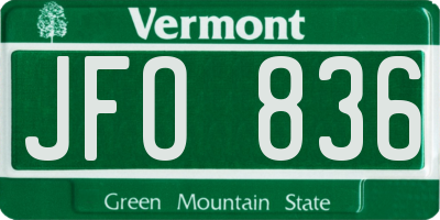 VT license plate JFO836
