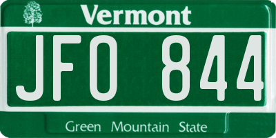 VT license plate JFO844