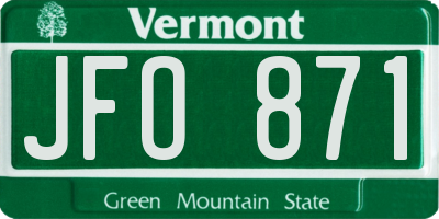 VT license plate JFO871