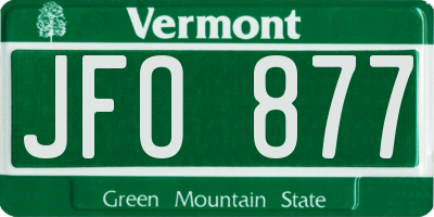 VT license plate JFO877