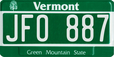 VT license plate JFO887