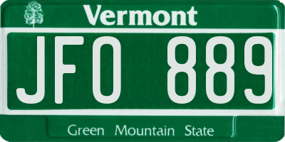 VT license plate JFO889