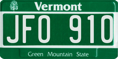 VT license plate JFO910