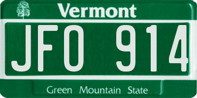VT license plate JFO914