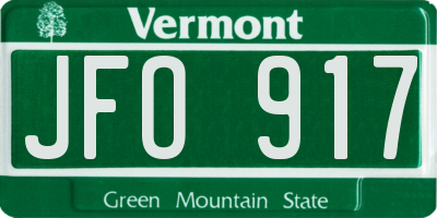 VT license plate JFO917