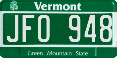 VT license plate JFO948