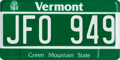 VT license plate JFO949