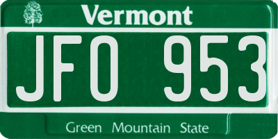 VT license plate JFO953