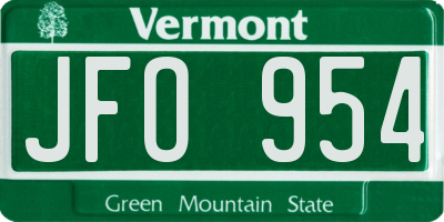 VT license plate JFO954