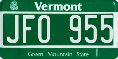 VT license plate JFO955