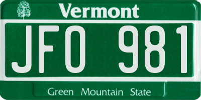 VT license plate JFO981