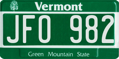 VT license plate JFO982