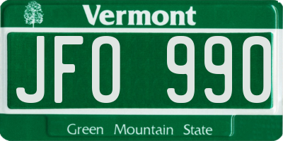 VT license plate JFO990