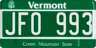 VT license plate JFO993