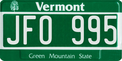 VT license plate JFO995