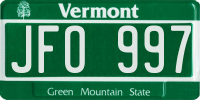 VT license plate JFO997