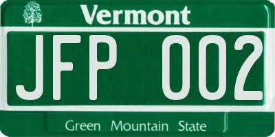 VT license plate JFP002