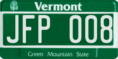 VT license plate JFP008