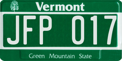 VT license plate JFP017