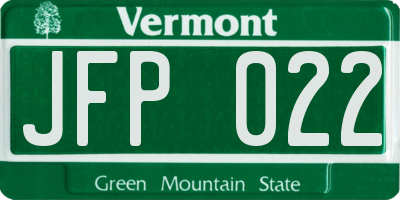 VT license plate JFP022