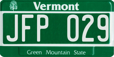 VT license plate JFP029
