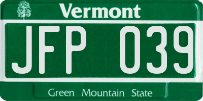 VT license plate JFP039