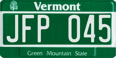 VT license plate JFP045