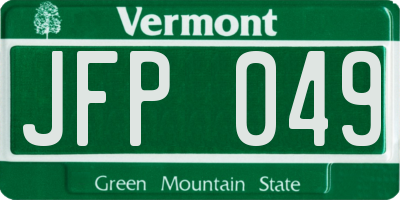VT license plate JFP049