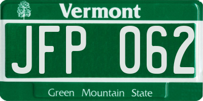 VT license plate JFP062