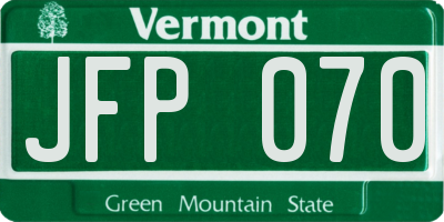 VT license plate JFP070