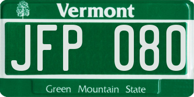 VT license plate JFP080