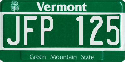 VT license plate JFP125