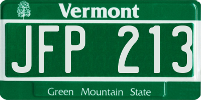 VT license plate JFP213