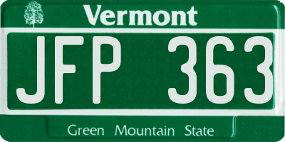 VT license plate JFP363