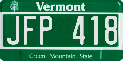 VT license plate JFP418