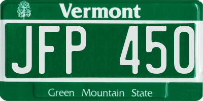 VT license plate JFP450