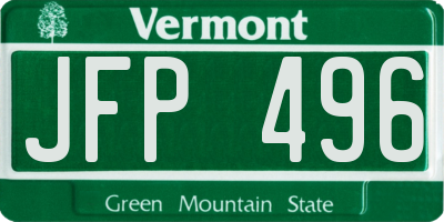 VT license plate JFP496