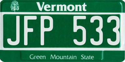 VT license plate JFP533