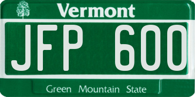 VT license plate JFP600