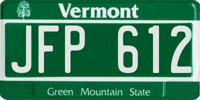 VT license plate JFP612
