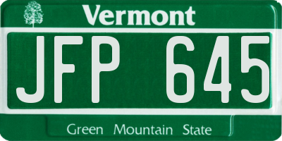 VT license plate JFP645