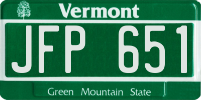 VT license plate JFP651