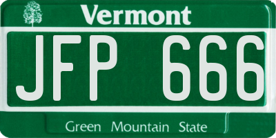 VT license plate JFP666